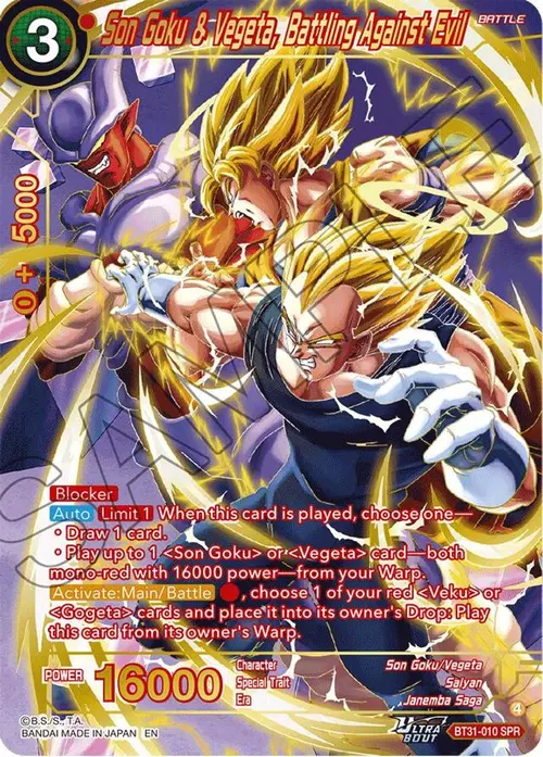 Son Goku & Vegeta, Battling Against Evil (SPR) card art