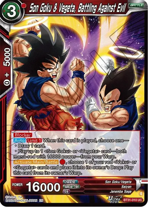 Son Goku & Vegeta, Battling Against Evil card art