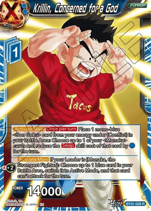 Krillin, Concerned for a God card art