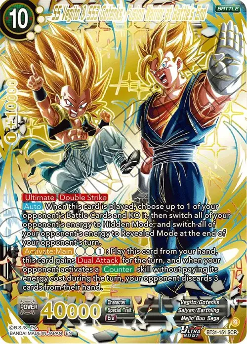 SS Vegito & SS3 Gotenks, Fusion Warrior at Battle's End (SCR) card art