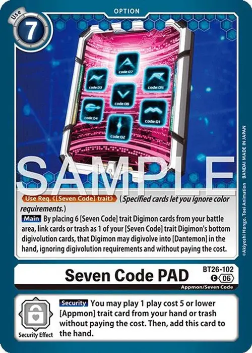 Seven Code PAD card art