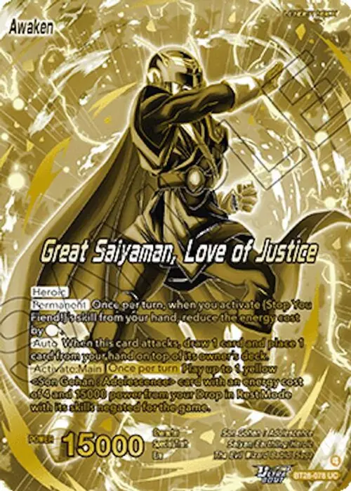 Son Gohan // Great Saiyaman, Love of Justice (Championship Golden Card 2026 Vol.2) card art