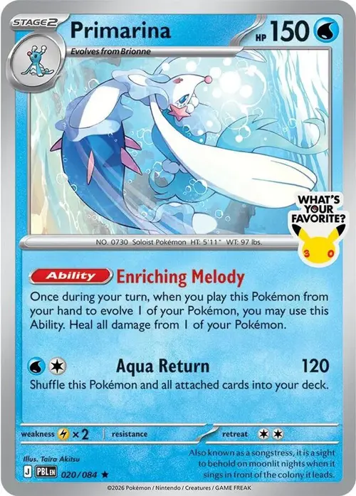 Primarina - 020/084 (What's Your Favorite Stamp) card art