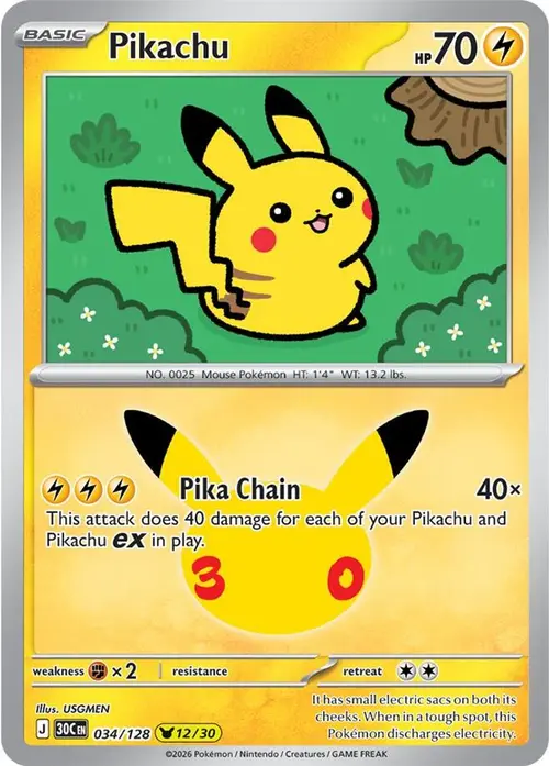Pikachu - 034/128 card art