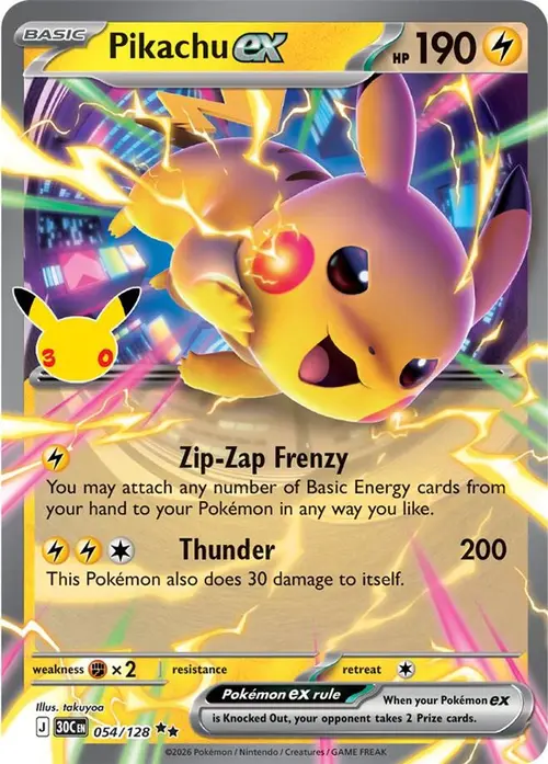 Pikachu ex - 054/128 card art