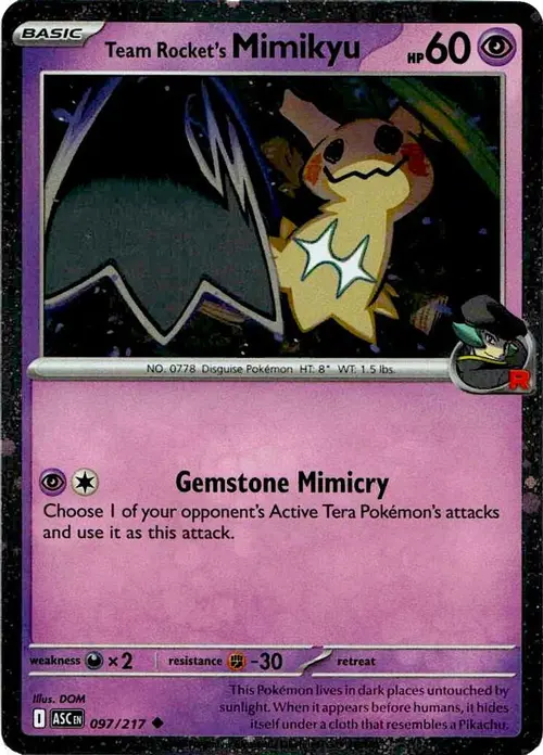 Team Rocket's Mimikyu - 097/217 (Cosmos Holo) card art