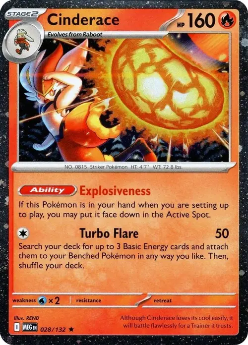 Cinderace - 028/132 (Cosmos Holo) card art