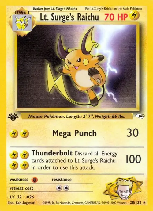 Lt. Surge's Raichu card art