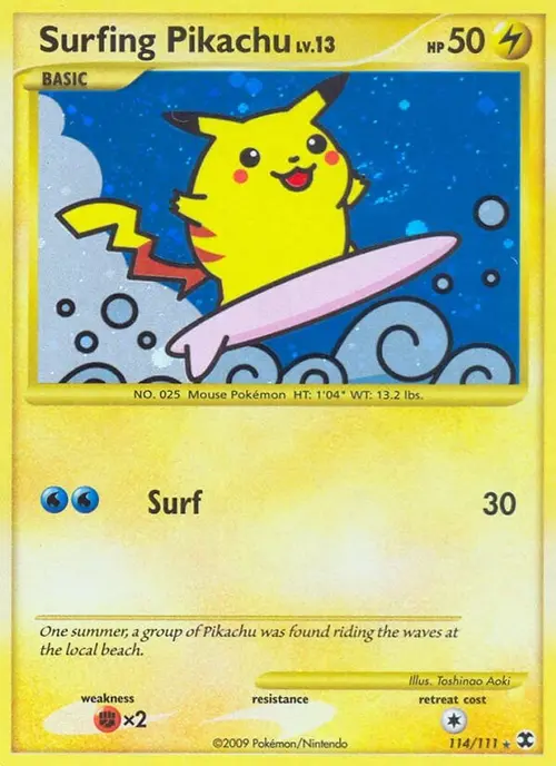 Surfing Pikachu card art